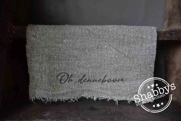 Linnen shabby doek kerst met oh denneboom opdruk