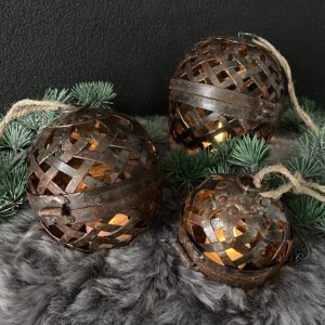 metalen (kerst) bollen set van 3